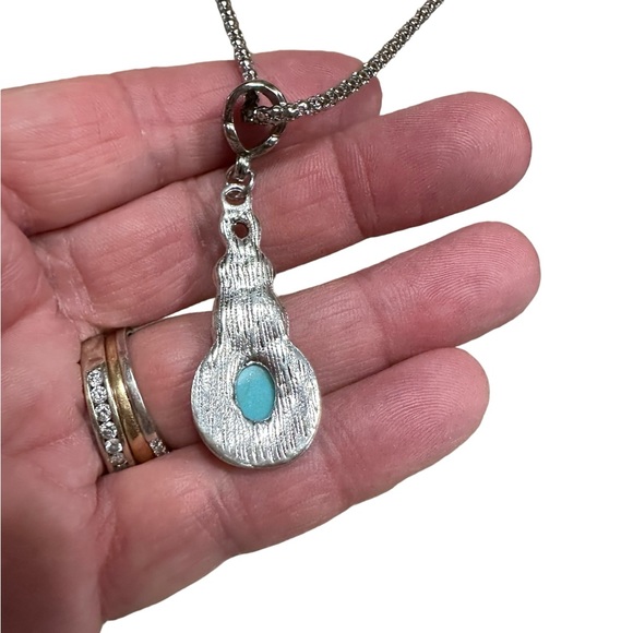 Silver and Turquoise Pendant Necklace - Picture 4 of 5
